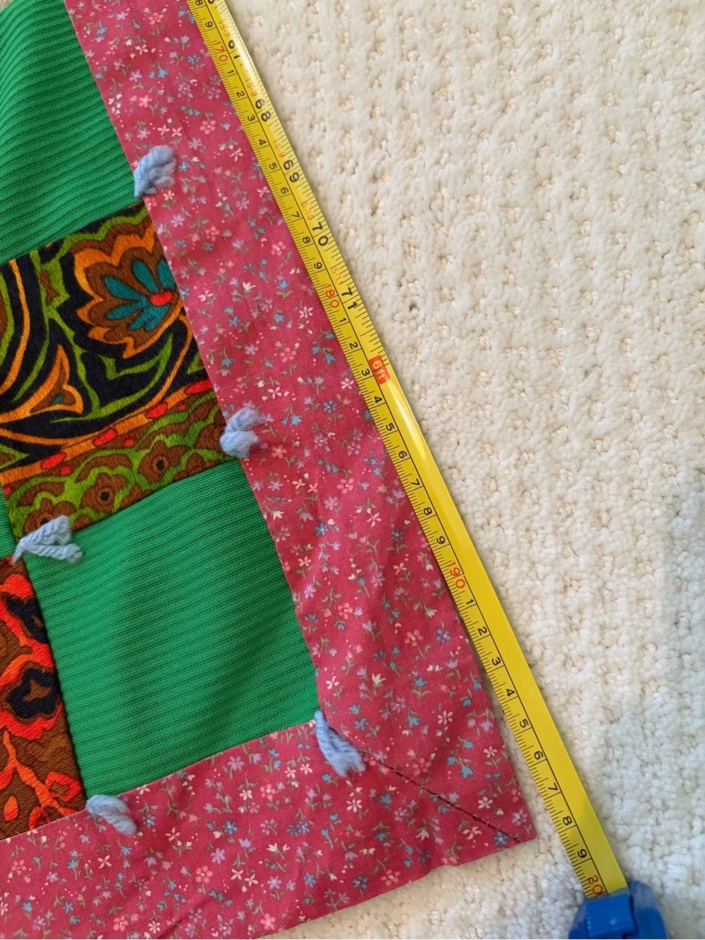 Handmade Patchwork Quilt - Multi Color Cozy Bedspread VINTAGE ANTIQUE
